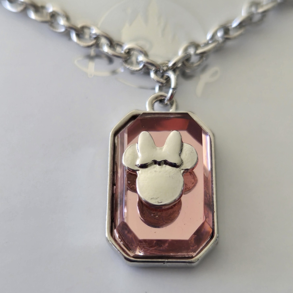 Minnie Silver Chain Necklace with Pink Pendant - Picture 14 of 15